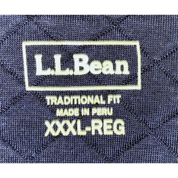 LL Bean Quilted Sweatshirt Mens 3XL Navy Snap Pullover Mock Neck Logo Outdoors - Picture 8 of 15